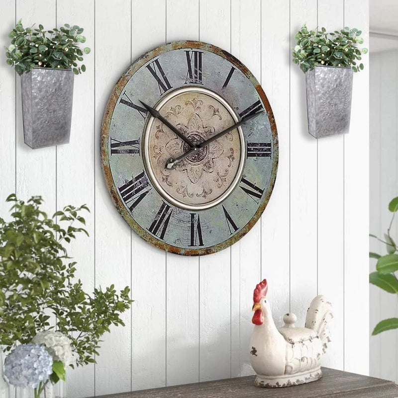 LESEN Galvanized Metal Wall Planter,Farmhouse Wall Decor Hanging Wall Vase Pocket Planters Flowers Holder Country Rustic Home Wall Decor,Set of 2 - Image 3